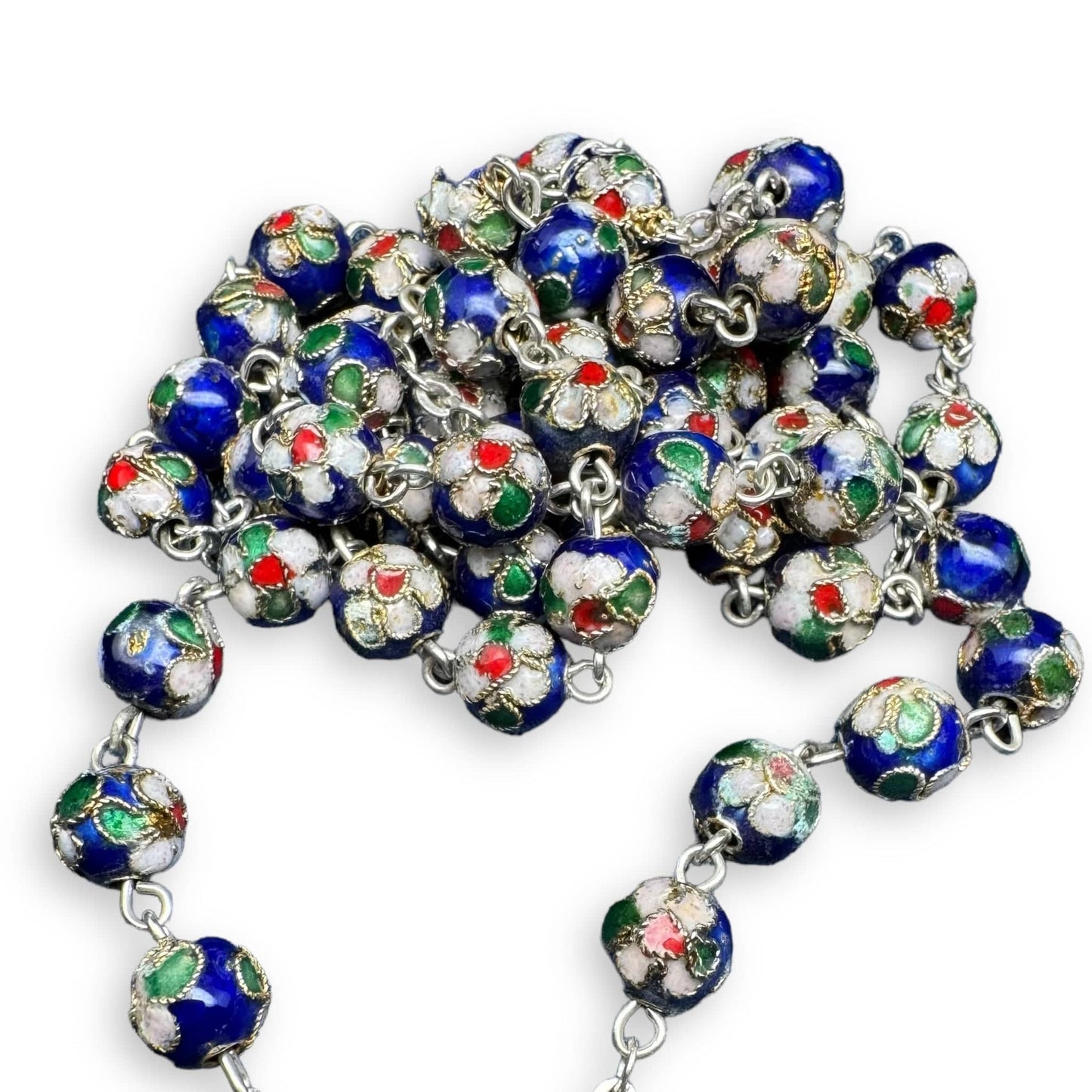 Blue Cloisonne Rosary Blessed By Pope - Prayer Beads | Catholically