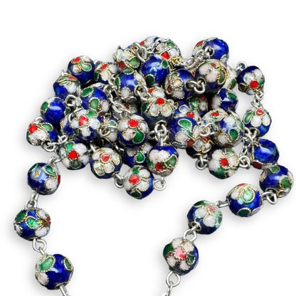 Blue Cloisonne Rosary Blessed By Pope - Prayer Beads | Catholically