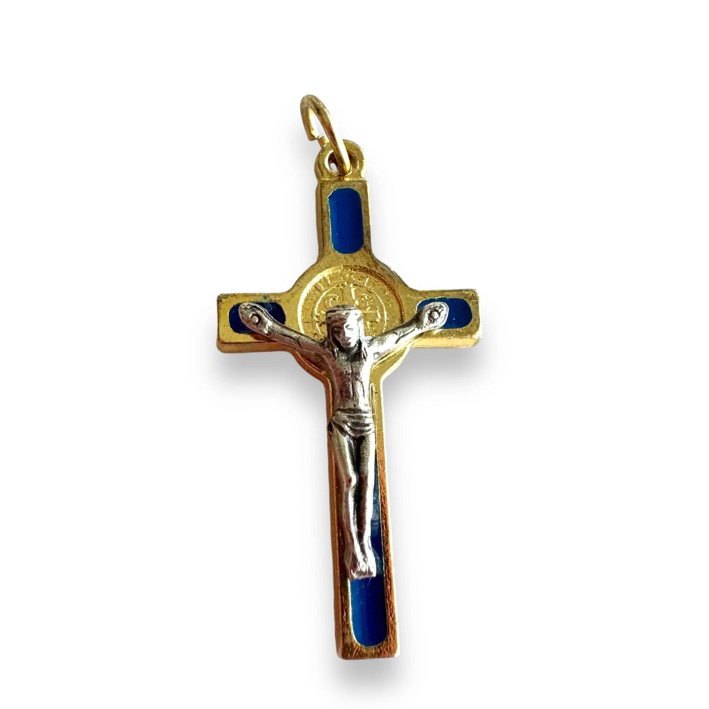 Blue Cross St. Benedict - Tiny Pendant - Rosary Parts - Crucifix | Catholically