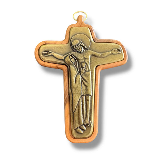 Bronze Olive Wood Sorrowful Mother Pectoral Cross  - Blessed By Pope | Catholically