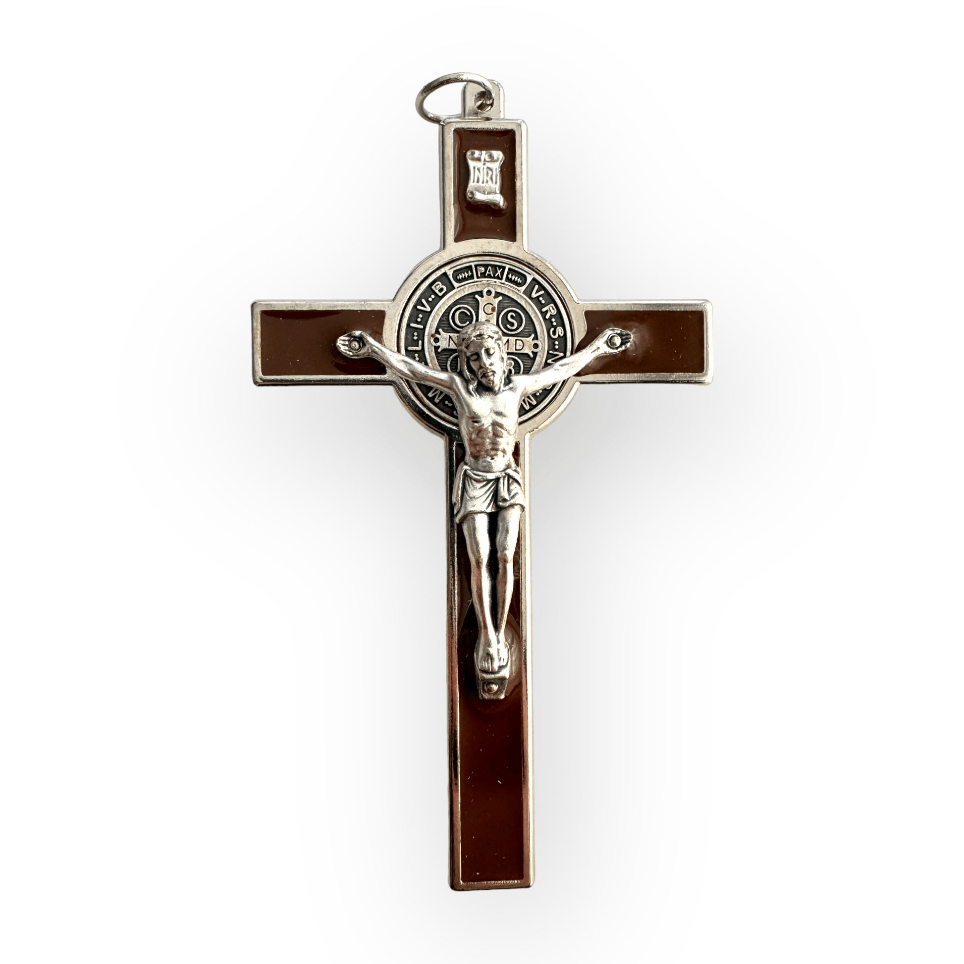 Brown 4 1/2" St. Benedict Crucifix - Exorcism Cross  - Blessed - San Benito Cruz | Catholically
