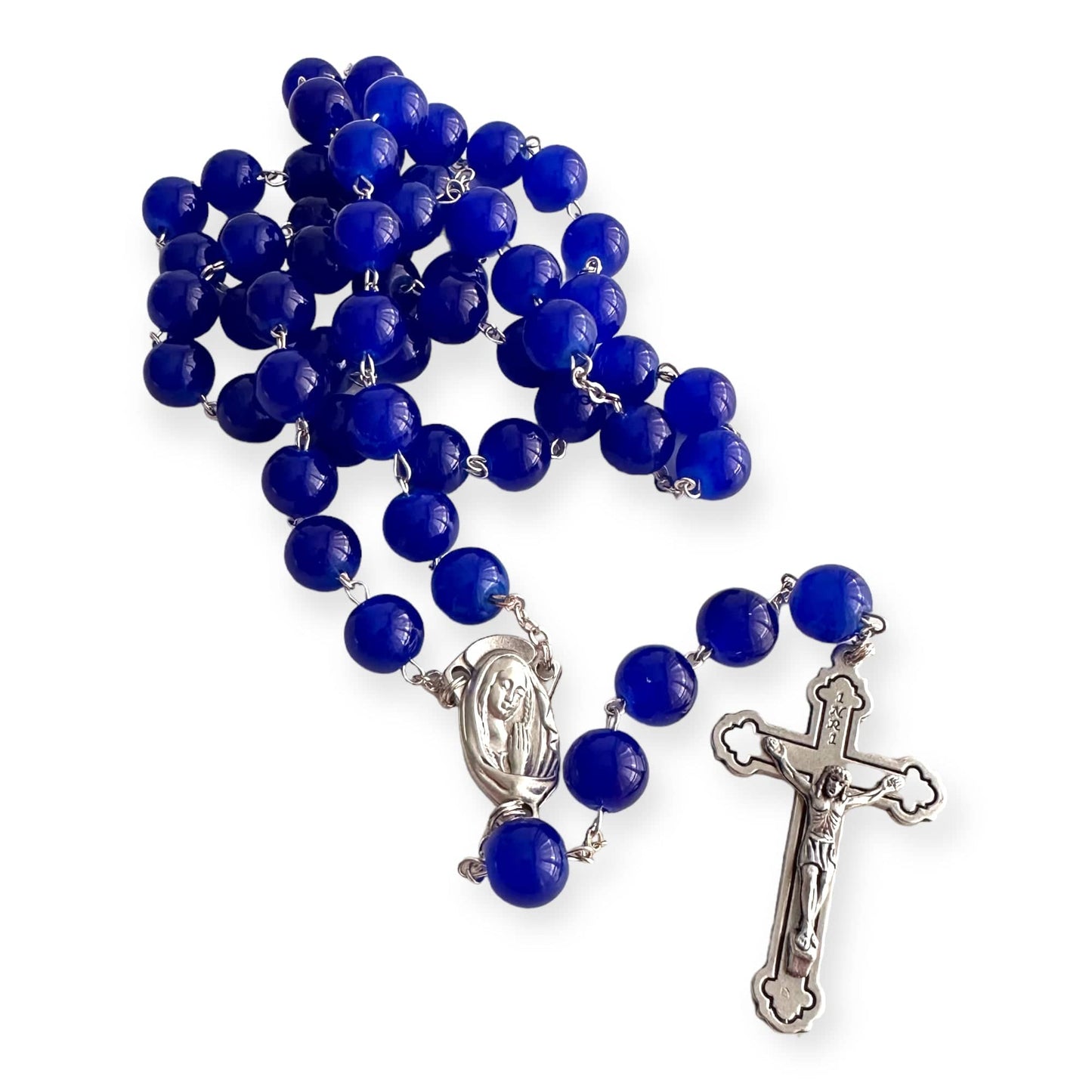 Catholic Virgin Mary Blue Beads Rosary Blessed By Pope | Catholically