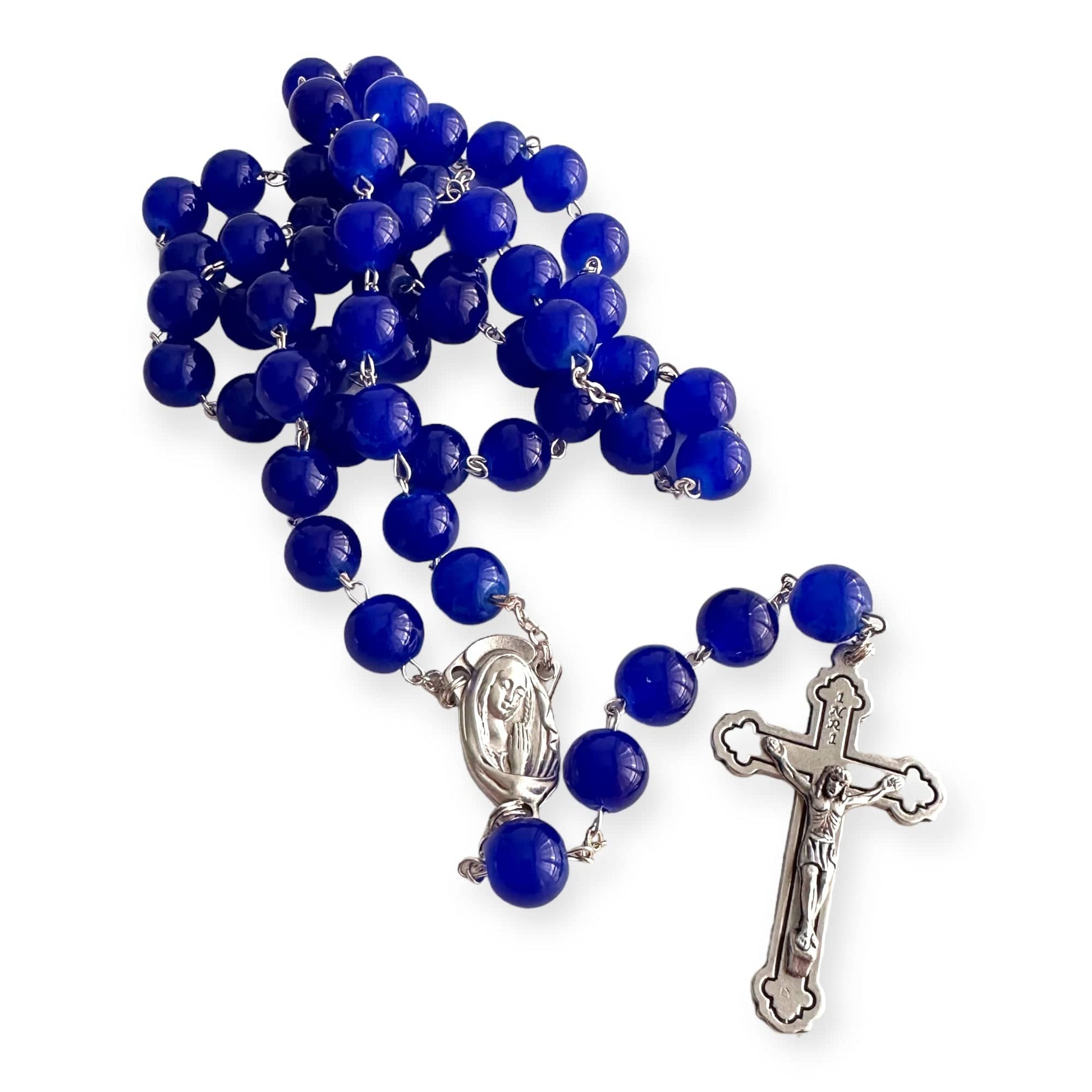 Catholic Virgin Mary Blue Beads Rosary Blessed By Pope | Catholically