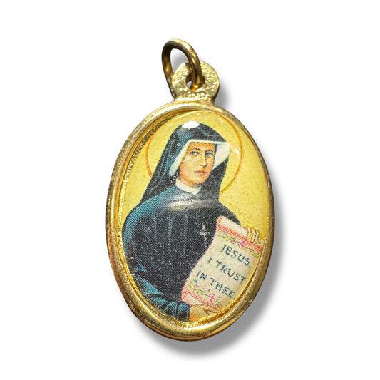 Divine Mercy & Saint Faustina Medal – Gold-Tone Catholic Pendant | Catholically