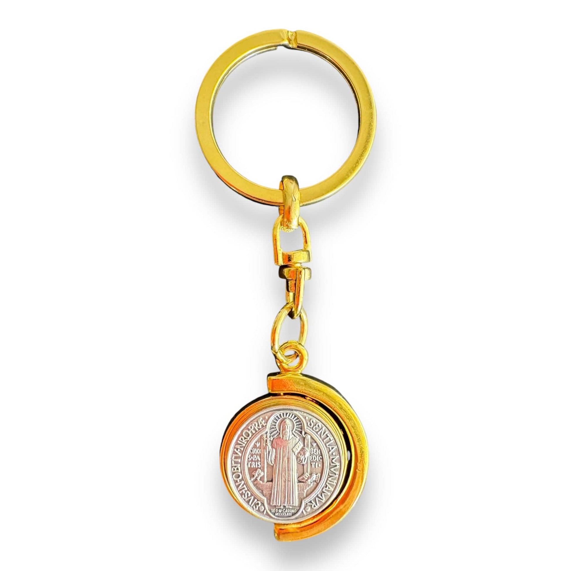 Dual Color Key Chain - St. Saint Benedict Key Ring Medallion Exorcism Blessed | Catholically