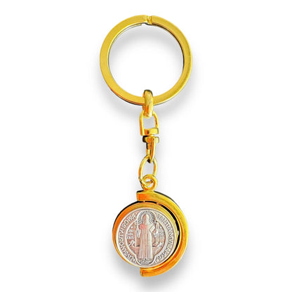 Dual Color Key Chain - St. Saint Benedict Key Ring Medallion Exorcism Blessed | Catholically
