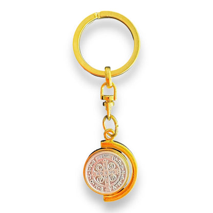 Dual Color Key Chain - St. Saint Benedict Key Ring Medallion Exorcism Blessed | Catholically