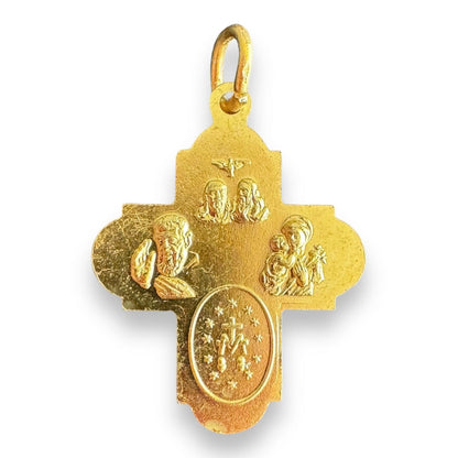 Four Way Greek Cross - Golden Tone Crucifix - Blessed By Pope - Rosary Parts | Catholically