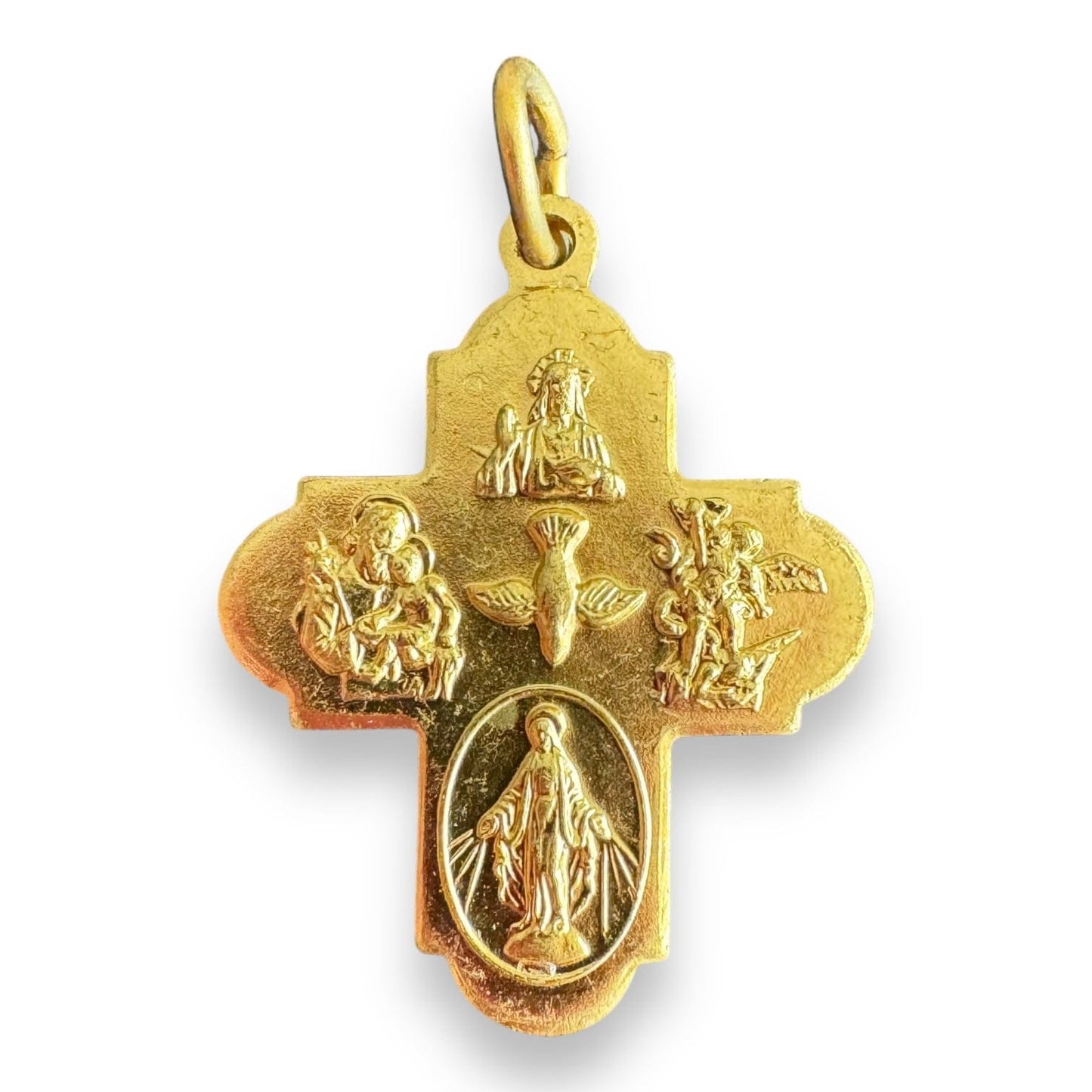 Four Way Greek Cross - Golden Tone Crucifix - Blessed By Pope - Rosary Parts | Catholically