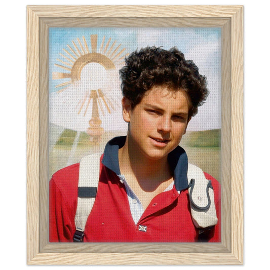 Framed Canvas Print of Saint Carlo Acutis – A Modern Saint for Every Home | Catholically