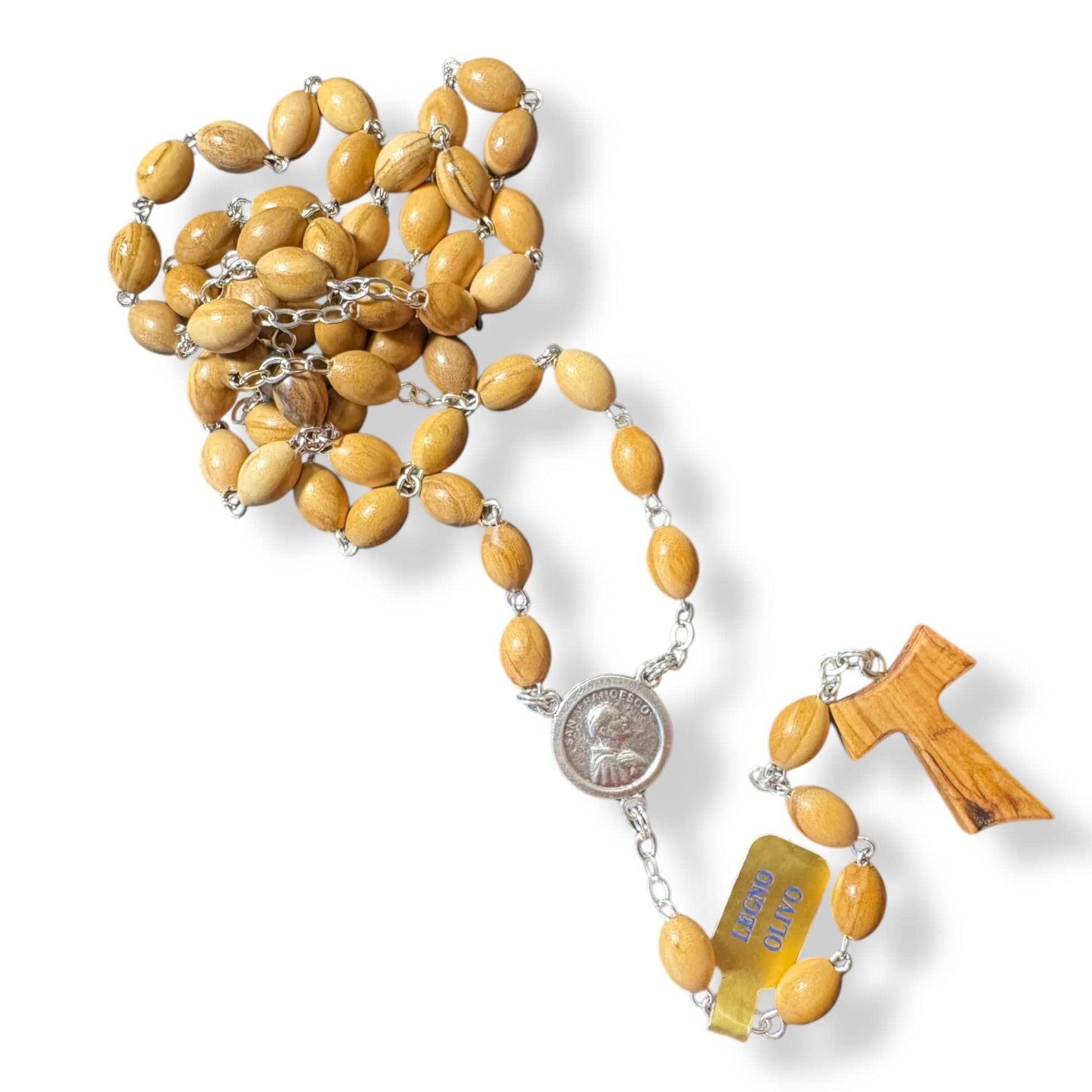 Franciscan Rosary Blessed By Pope - St. Francis  Assisi Tau Wooden Praying Beads | Catholically