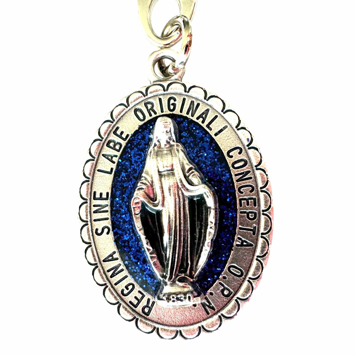 Glittery Miraculous Medal | Catholic | Key Ring | Keychain | Blessed By Pope | Catholically