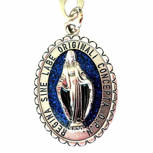 Glittery Miraculous Medal | Catholic | Key Ring | Keychain | Blessed By Pope | Catholically