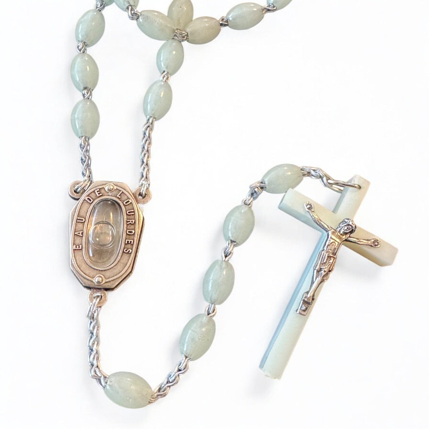 Glow in the Dark Rosary Lourdes Water Relic Medal - Blessed By Pope | Catholically