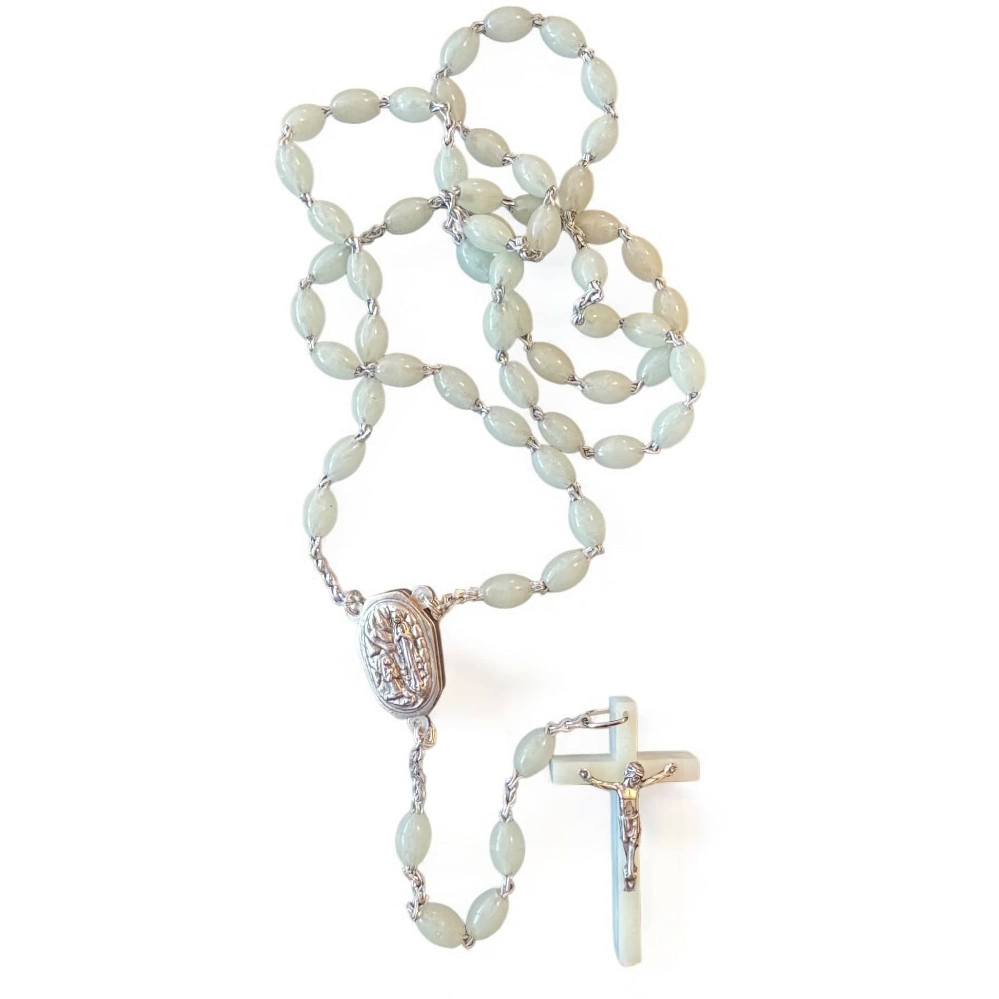 Glow in the Dark Rosary Lourdes Water Relic Medal - Blessed By Pope | Catholically