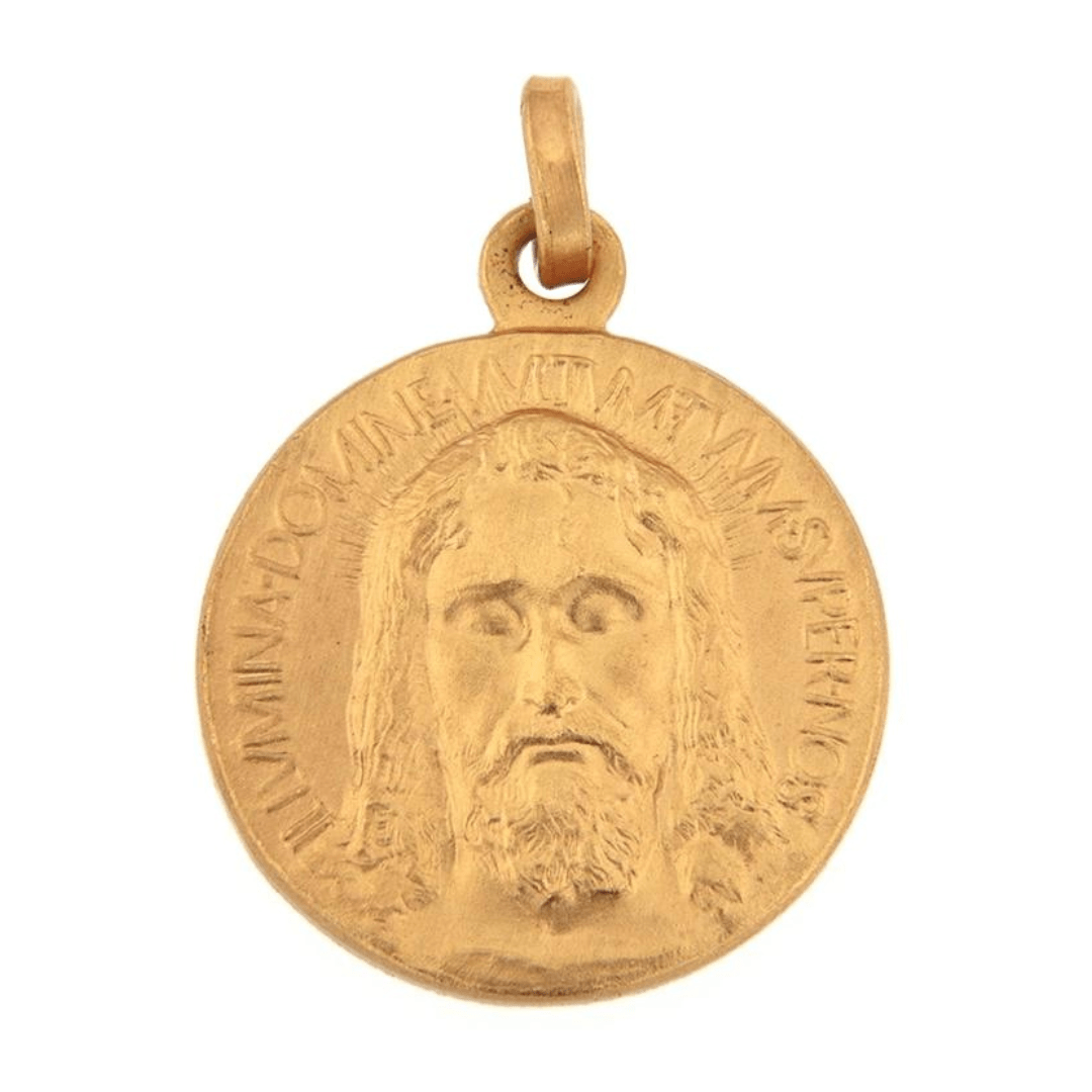 Gold Medal Over Sterling 925 Holy Face Of Jesus - Holy Shroud - Oviedo Sindone | Catholically