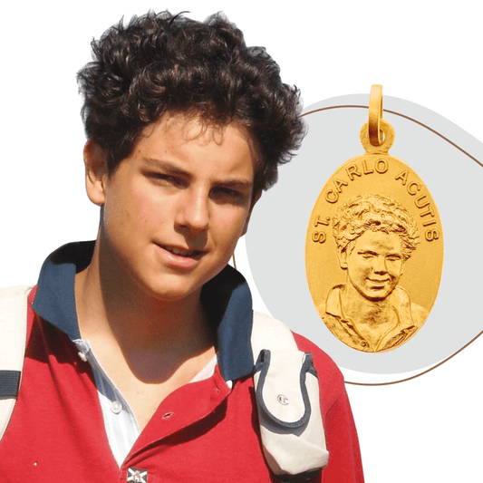 Gold Plated Sterling Silver Medal of St. Carlo Acutis – Saint of the Eucharist | Catholically