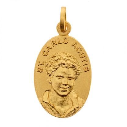 Gold Plated Sterling Silver Medal of St. Carlo Acutis – Saint of the Eucharist | Catholically