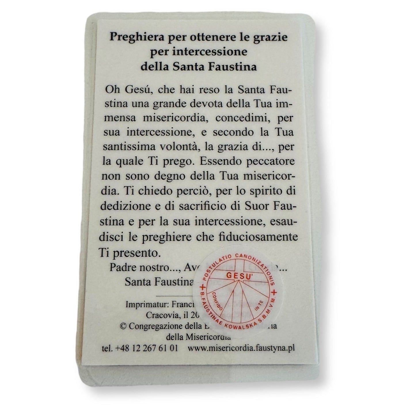 Holy Card with Relic : St. Faustina Kowalska | Catholically