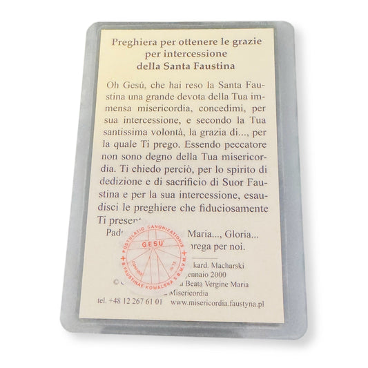 Holy Card with Relic : St. Faustina Kowalska | Catholically