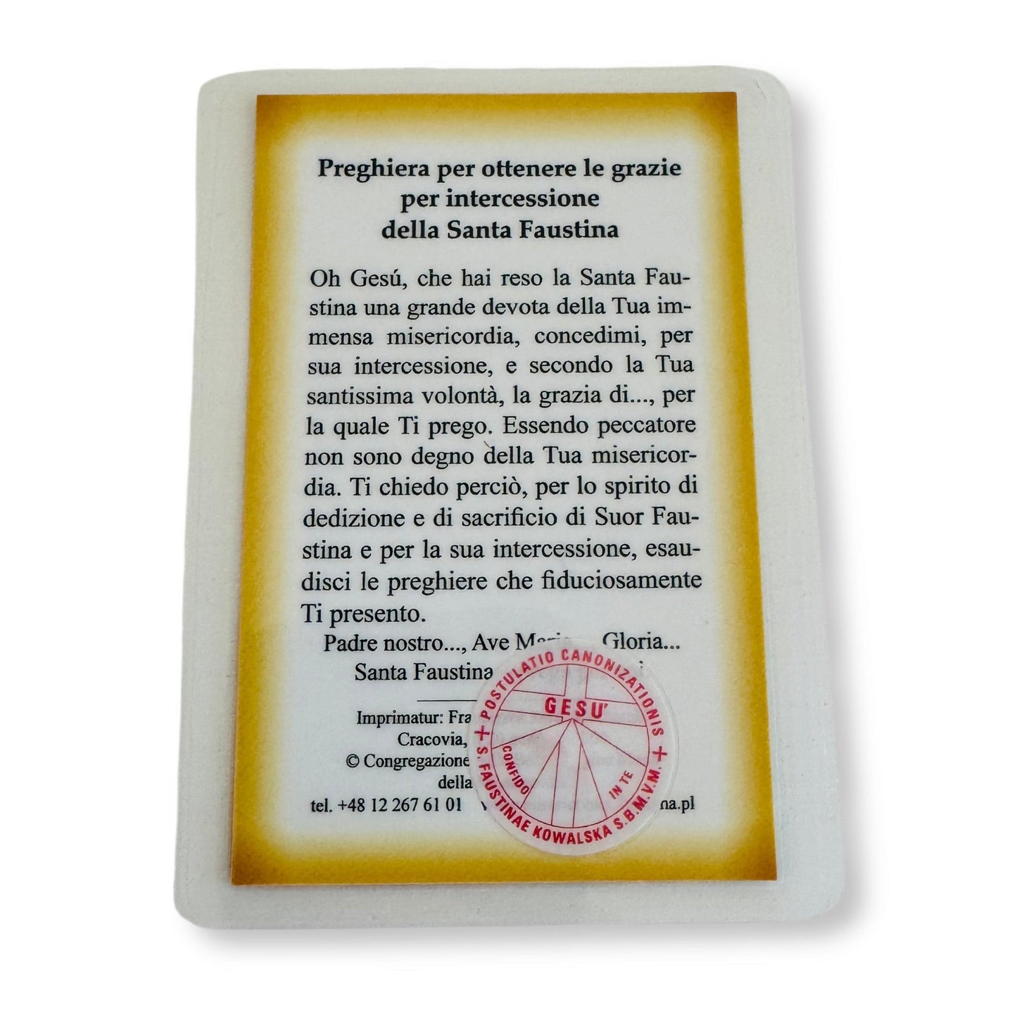 Holy Card with Relic : St. Faustina Kowalska | Catholically