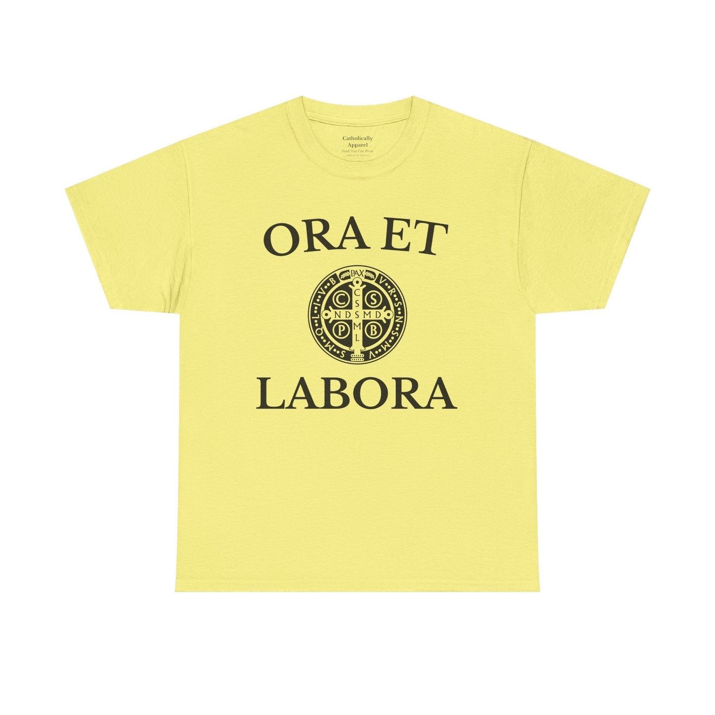Printify T-Shirt Cornsilk / S Inspirational Unisex Heavy Cotton Tee - 'Ora et Labora' Message