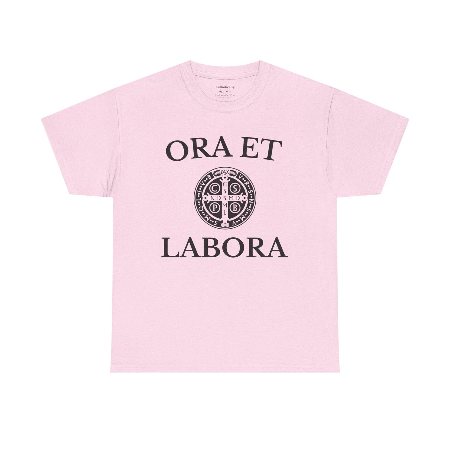 Printify T-Shirt Light Pink / S Inspirational Unisex Heavy Cotton Tee - 'Ora et Labora' Message