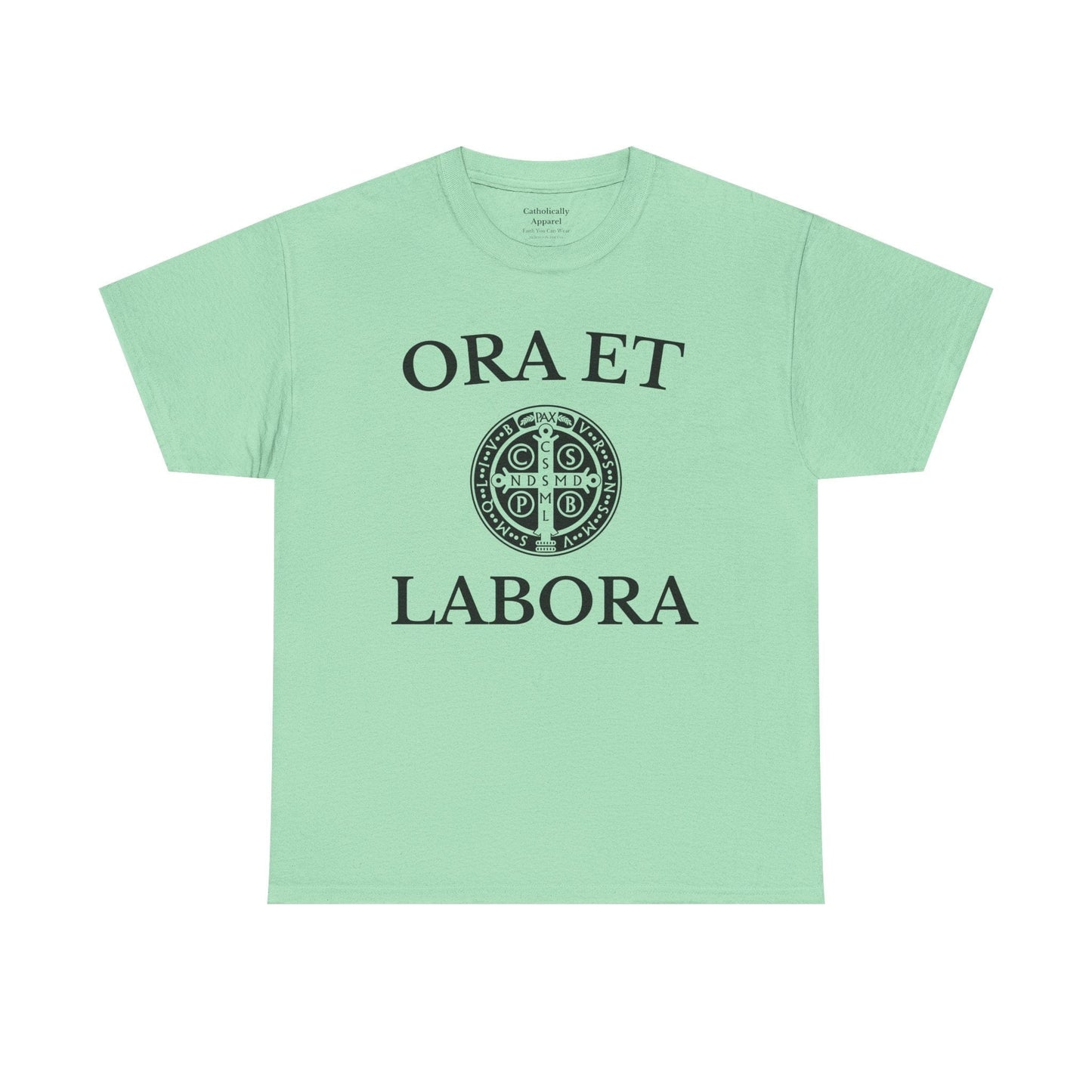Printify T-Shirt Mint Green / S Inspirational Unisex Heavy Cotton Tee - 'Ora et Labora' Message