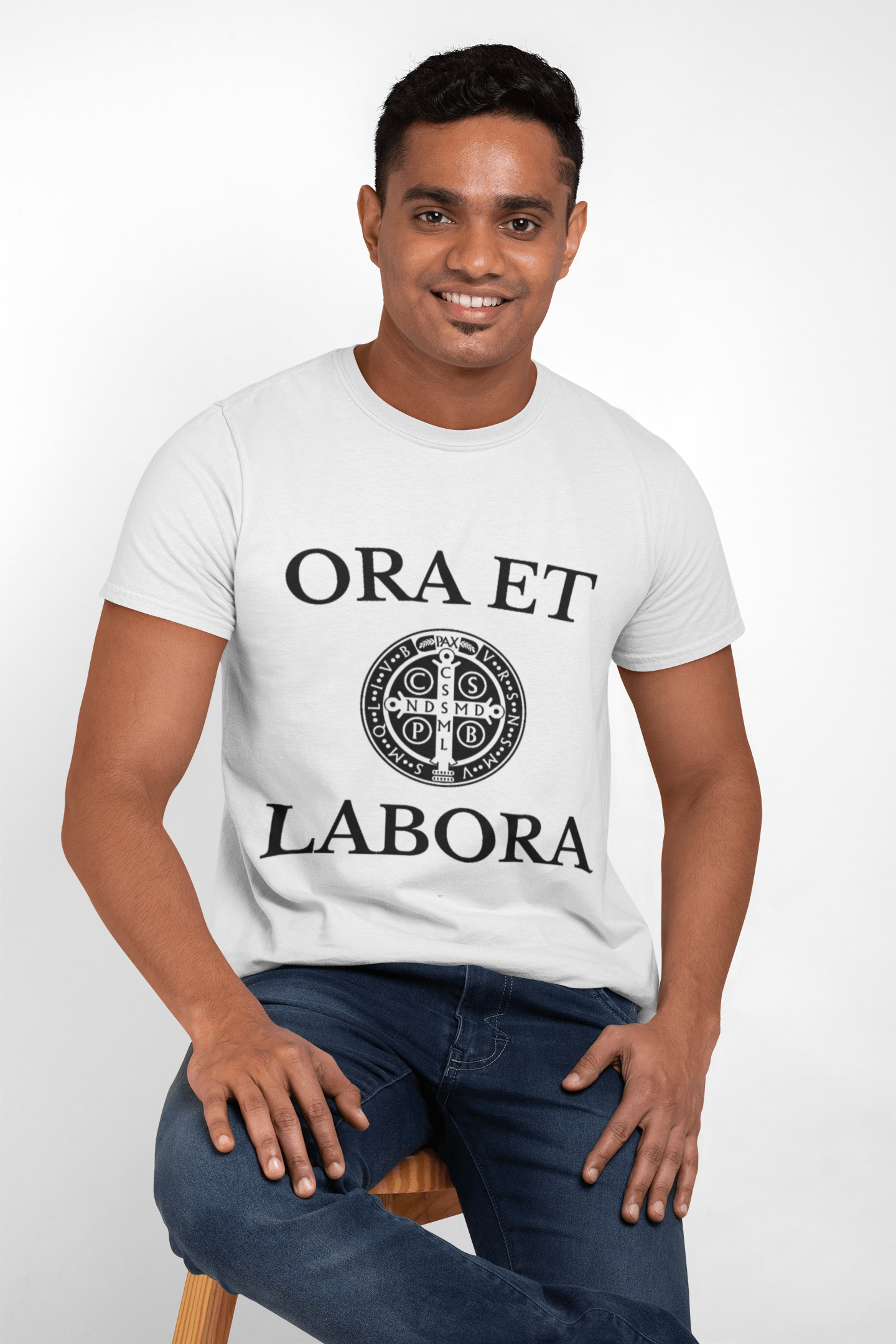 Printify T-Shirt Inspirational Unisex Heavy Cotton Tee - 'Ora et Labora' Message
