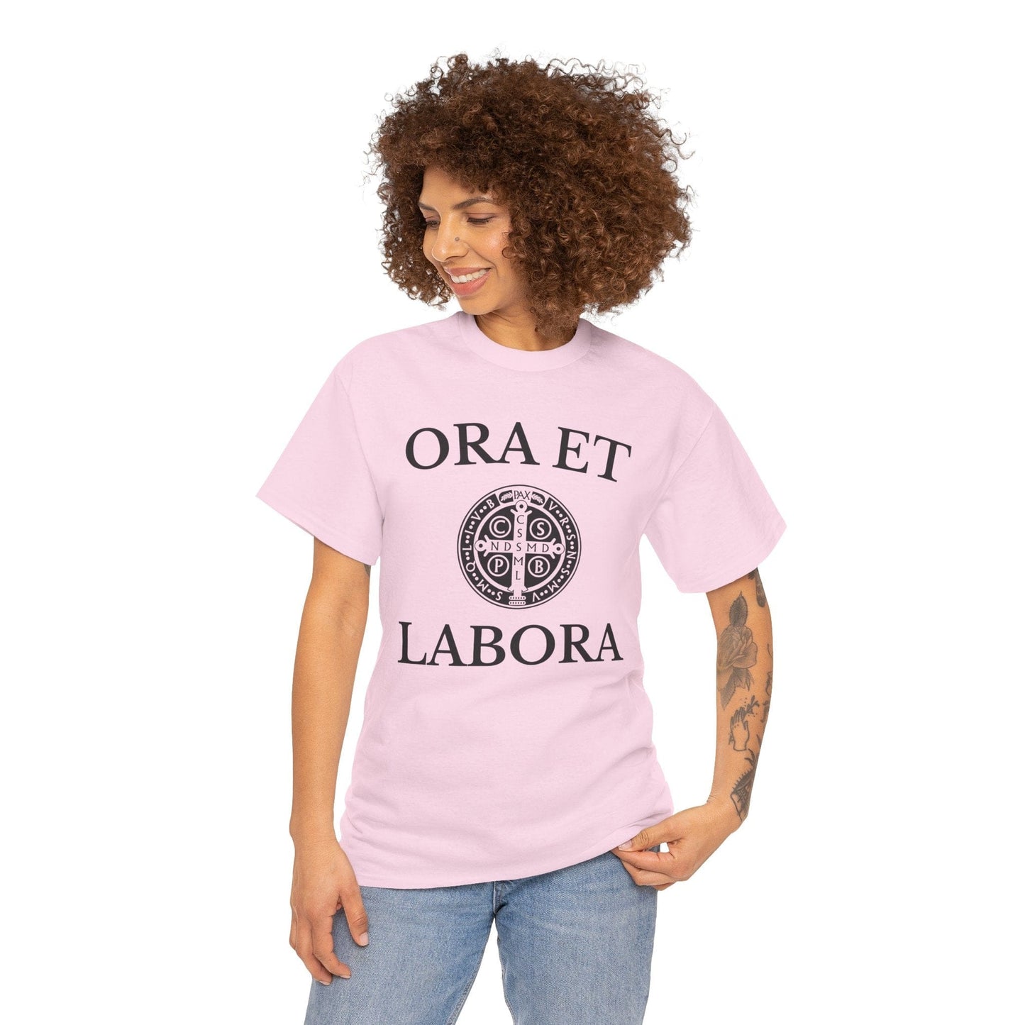 Printify T-Shirt Inspirational Unisex Heavy Cotton Tee - 'Ora et Labora' Message
