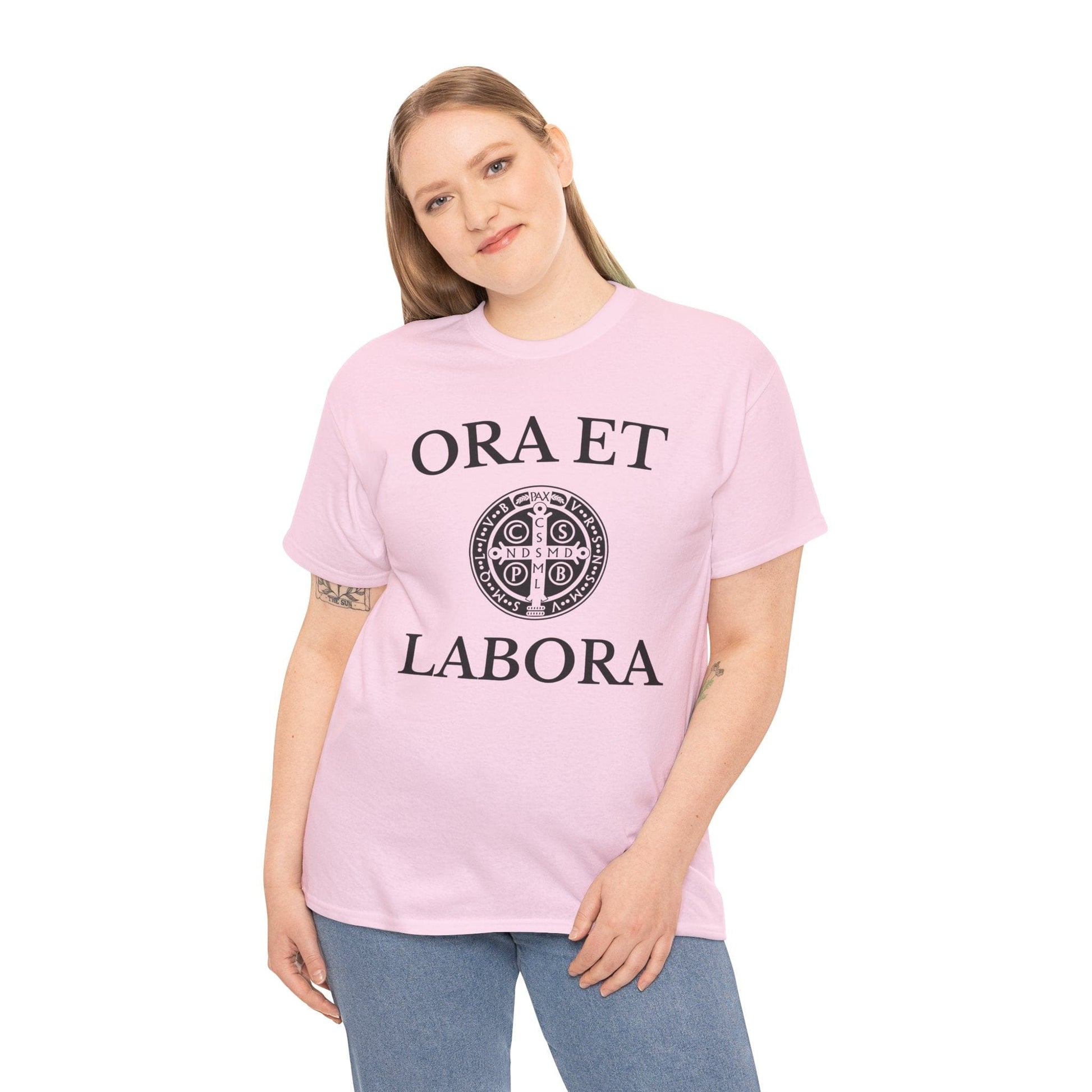 Printify T-Shirt Inspirational Unisex Heavy Cotton Tee - 'Ora et Labora' Message