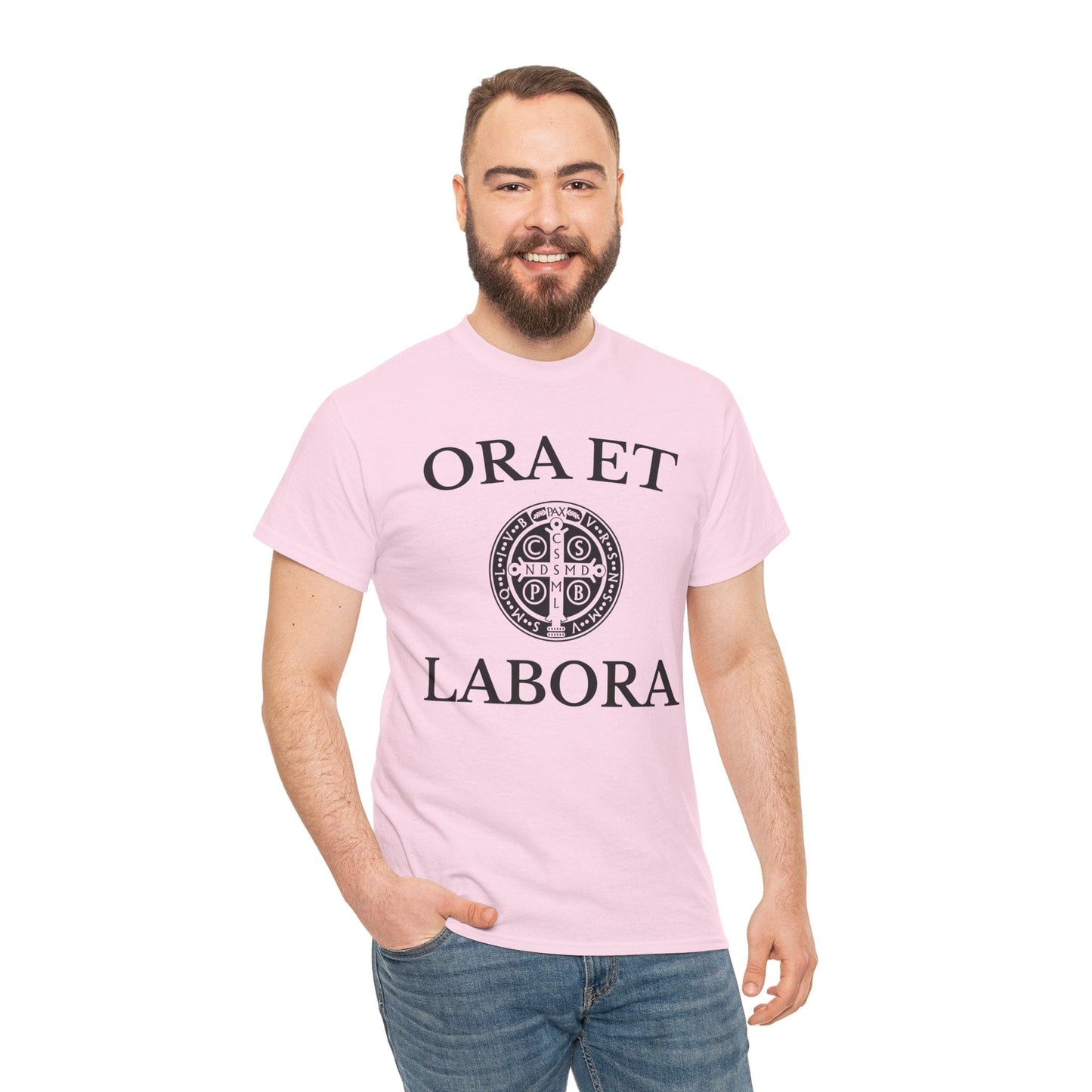 Printify T-Shirt Inspirational Unisex Heavy Cotton Tee - 'Ora et Labora' Message
