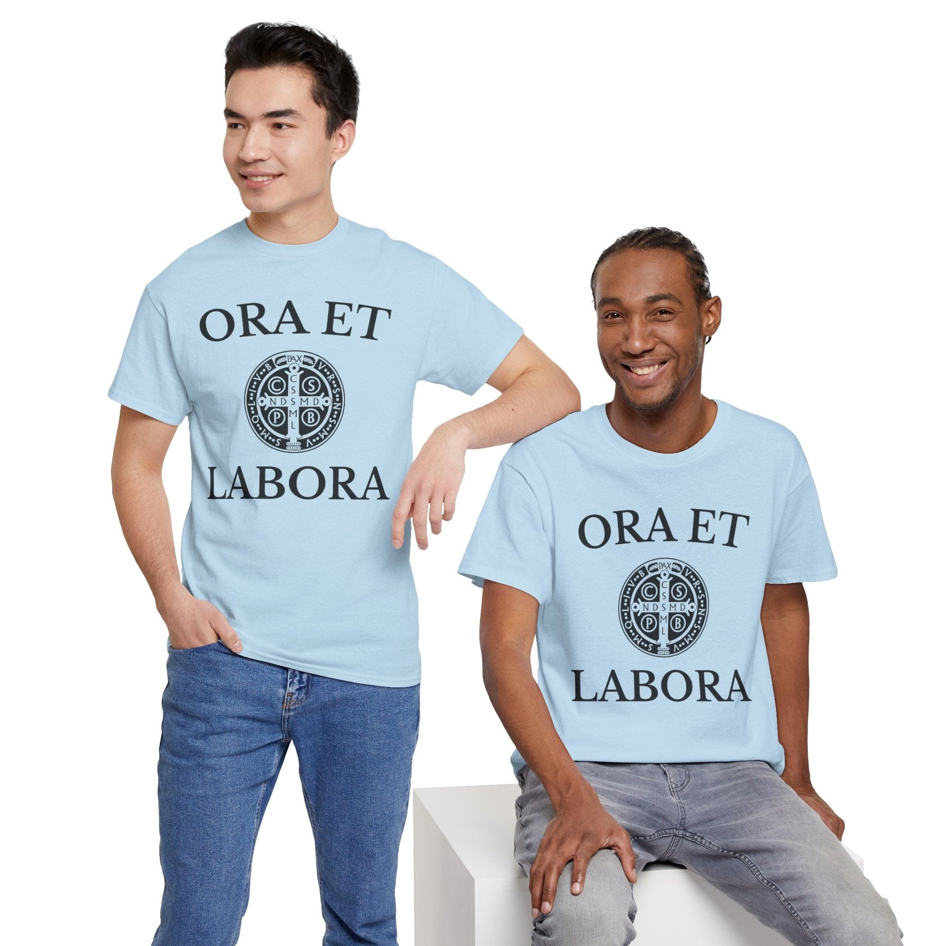 Printify T-Shirt Inspirational Unisex Heavy Cotton Tee - 'Ora et Labora' Message