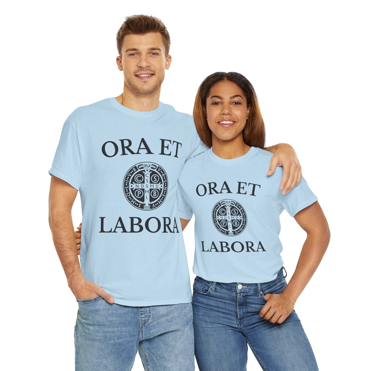 Printify T-Shirt Inspirational Unisex Heavy Cotton Tee - 'Ora et Labora' Message