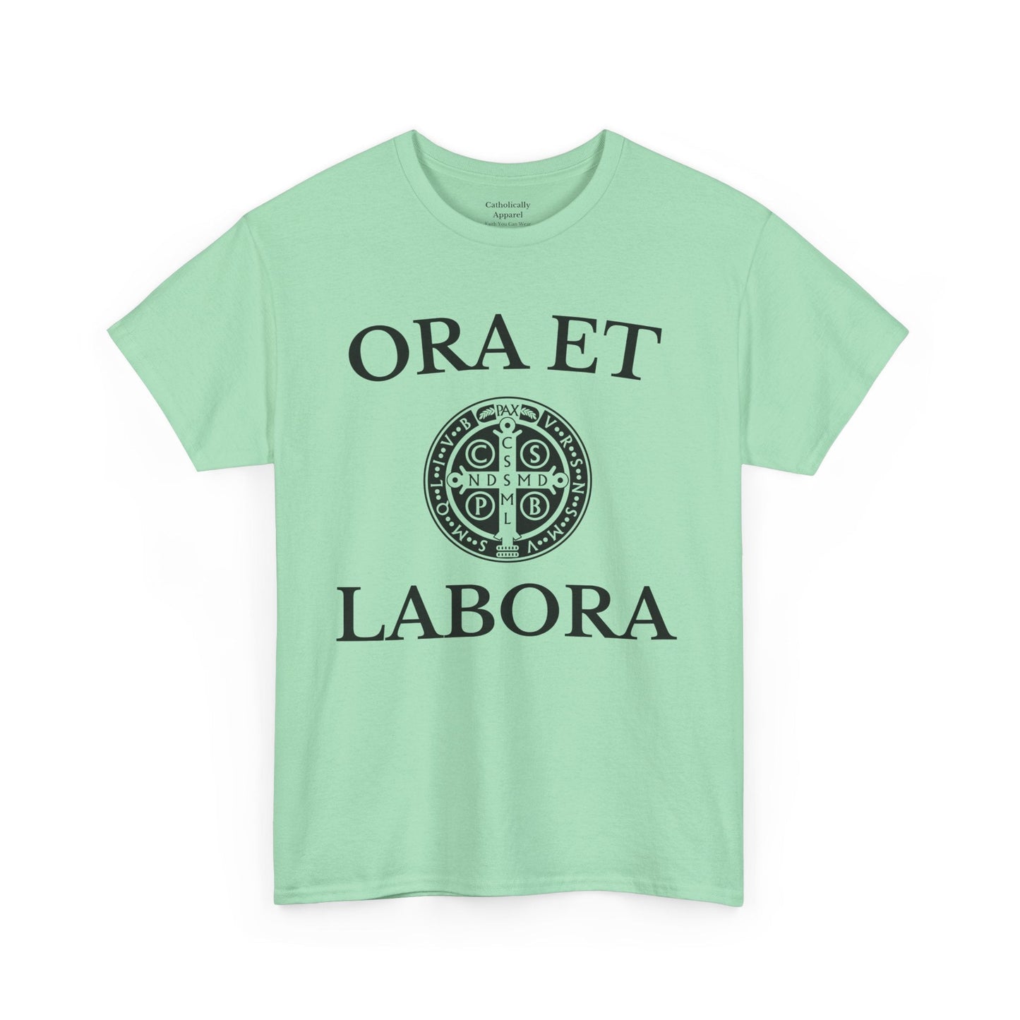 Printify T-Shirt Inspirational Unisex Heavy Cotton Tee - 'Ora et Labora' Message