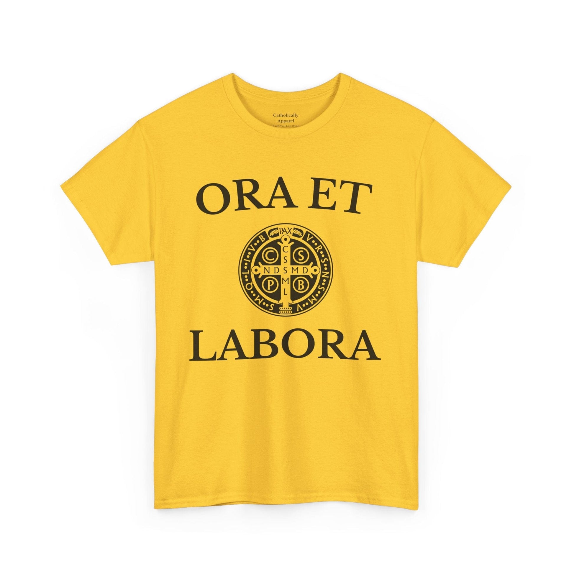 Printify T-Shirt Inspirational Unisex Heavy Cotton Tee - 'Ora et Labora' Message