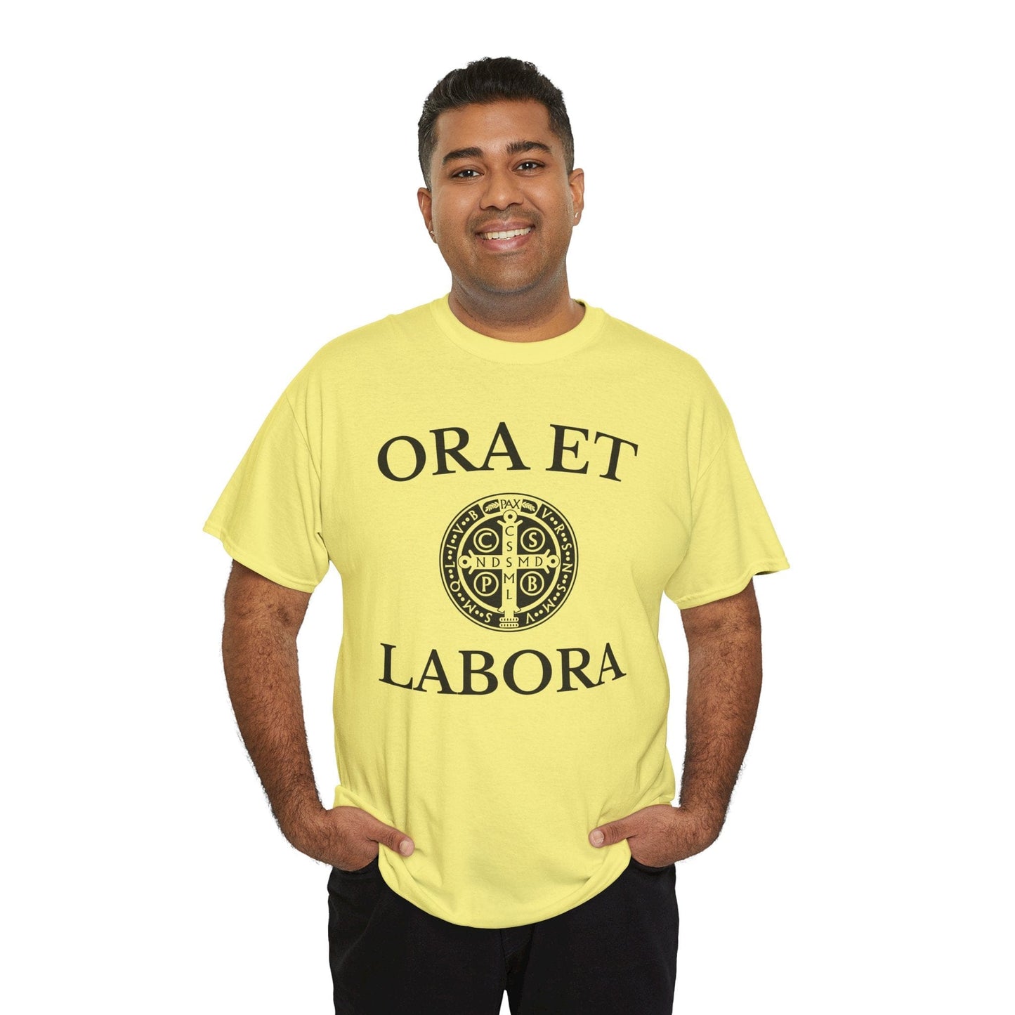 Printify T-Shirt Inspirational Unisex Heavy Cotton Tee - 'Ora et Labora' Message
