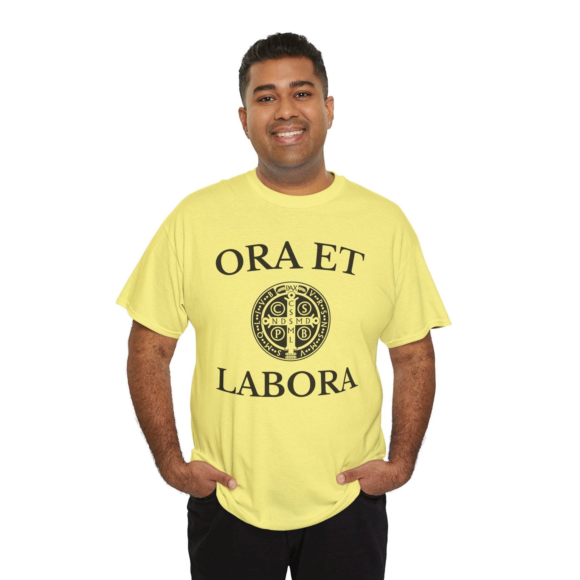 Printify T-Shirt Inspirational Unisex Heavy Cotton Tee - 'Ora et Labora' Message