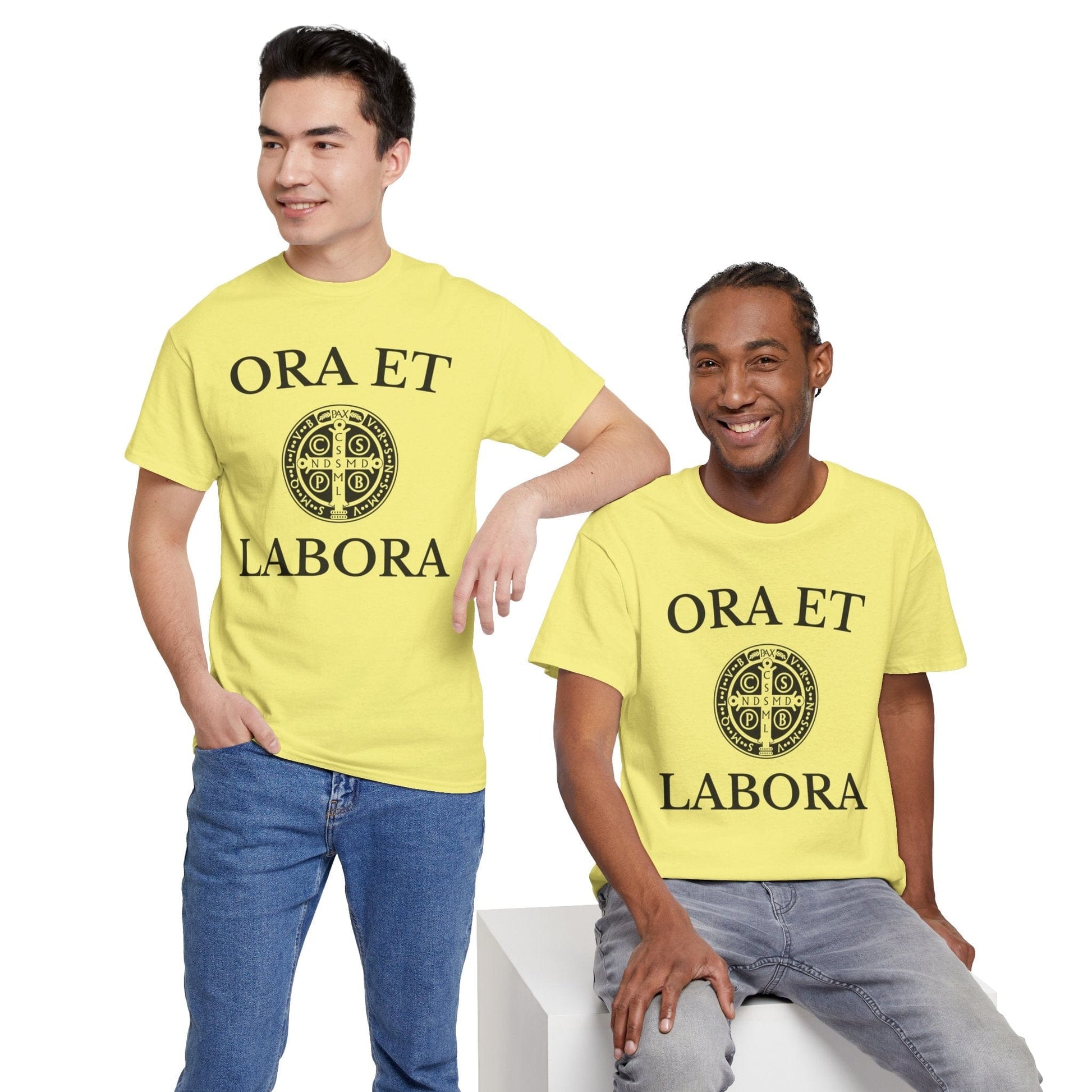 Printify T-Shirt Inspirational Unisex Heavy Cotton Tee - 'Ora et Labora' Message
