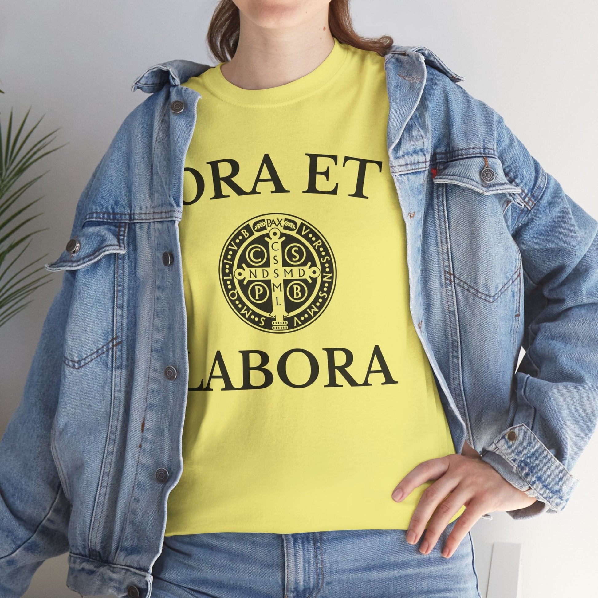 Printify T-Shirt Inspirational Unisex Heavy Cotton Tee - 'Ora et Labora' Message