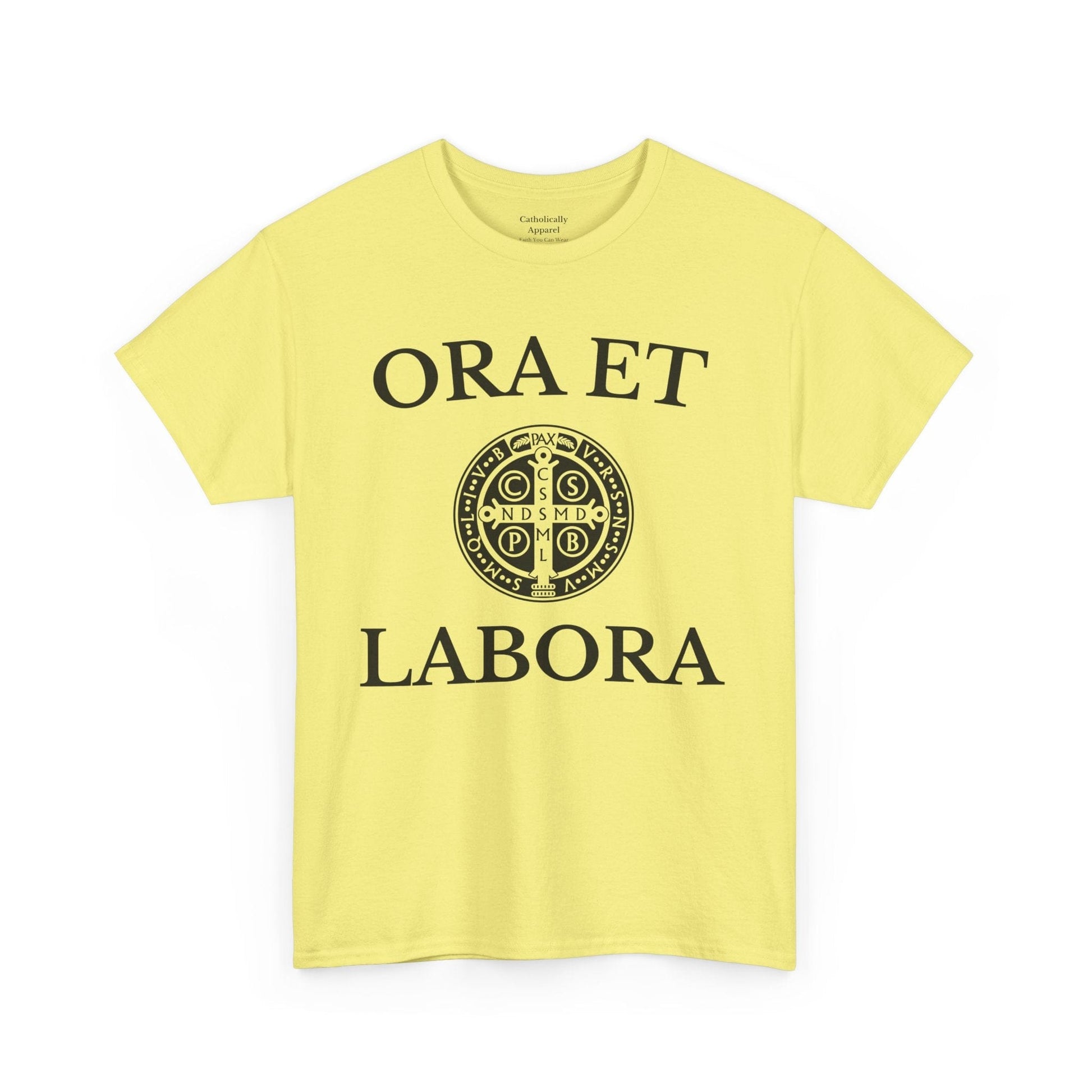 Printify T-Shirt Inspirational Unisex Heavy Cotton Tee - 'Ora et Labora' Message