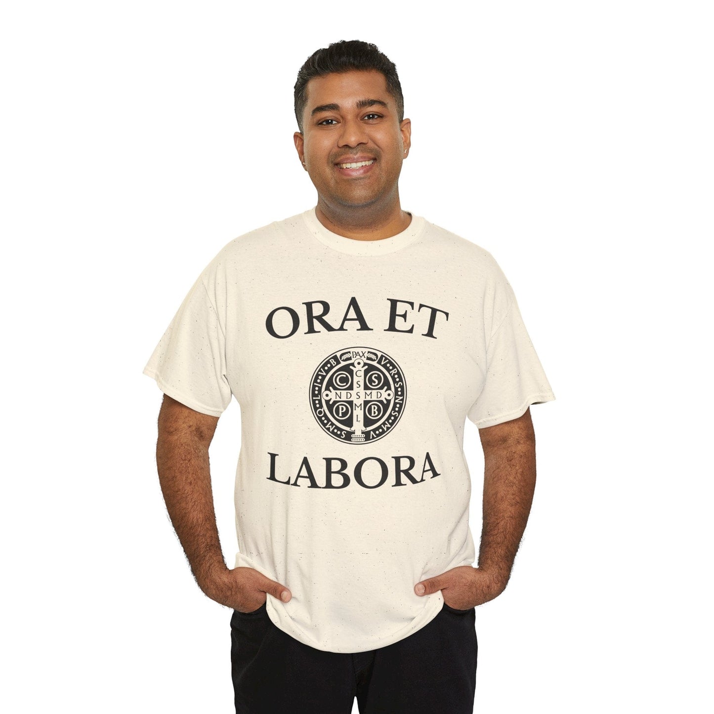 Printify T-Shirt Inspirational Unisex Heavy Cotton Tee - 'Ora et Labora' Message
