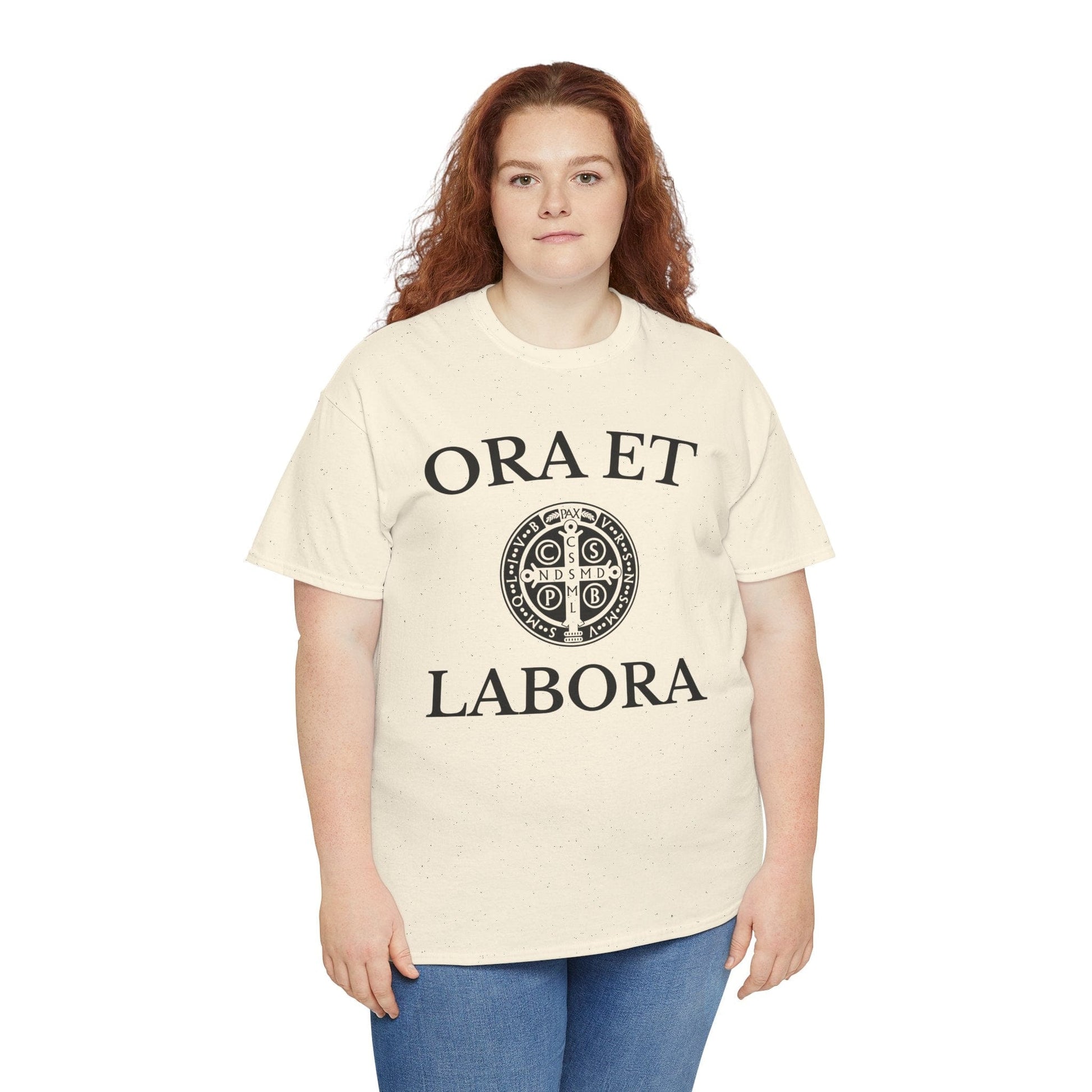 Printify T-Shirt Inspirational Unisex Heavy Cotton Tee - 'Ora et Labora' Message