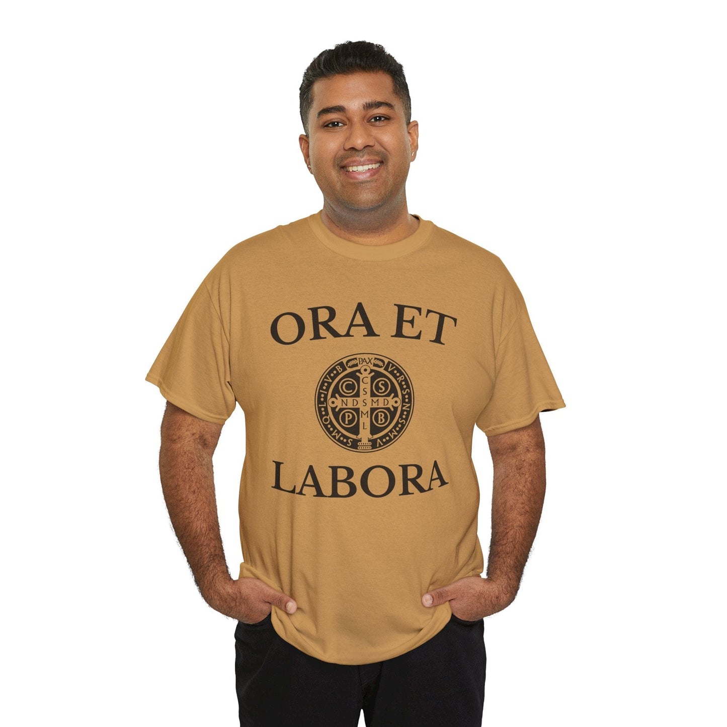 Printify T-Shirt Inspirational Unisex Heavy Cotton Tee - 'Ora et Labora' Message