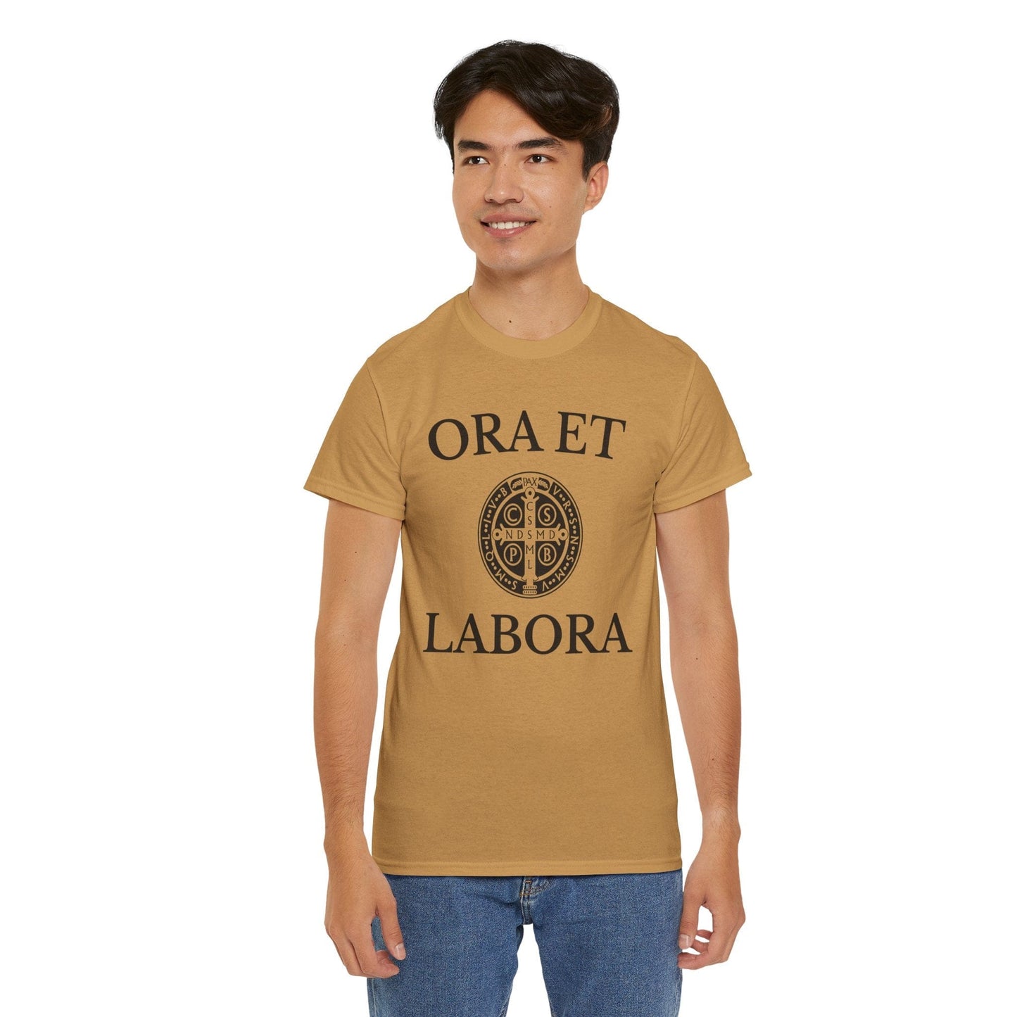 Printify T-Shirt Inspirational Unisex Heavy Cotton Tee - 'Ora et Labora' Message