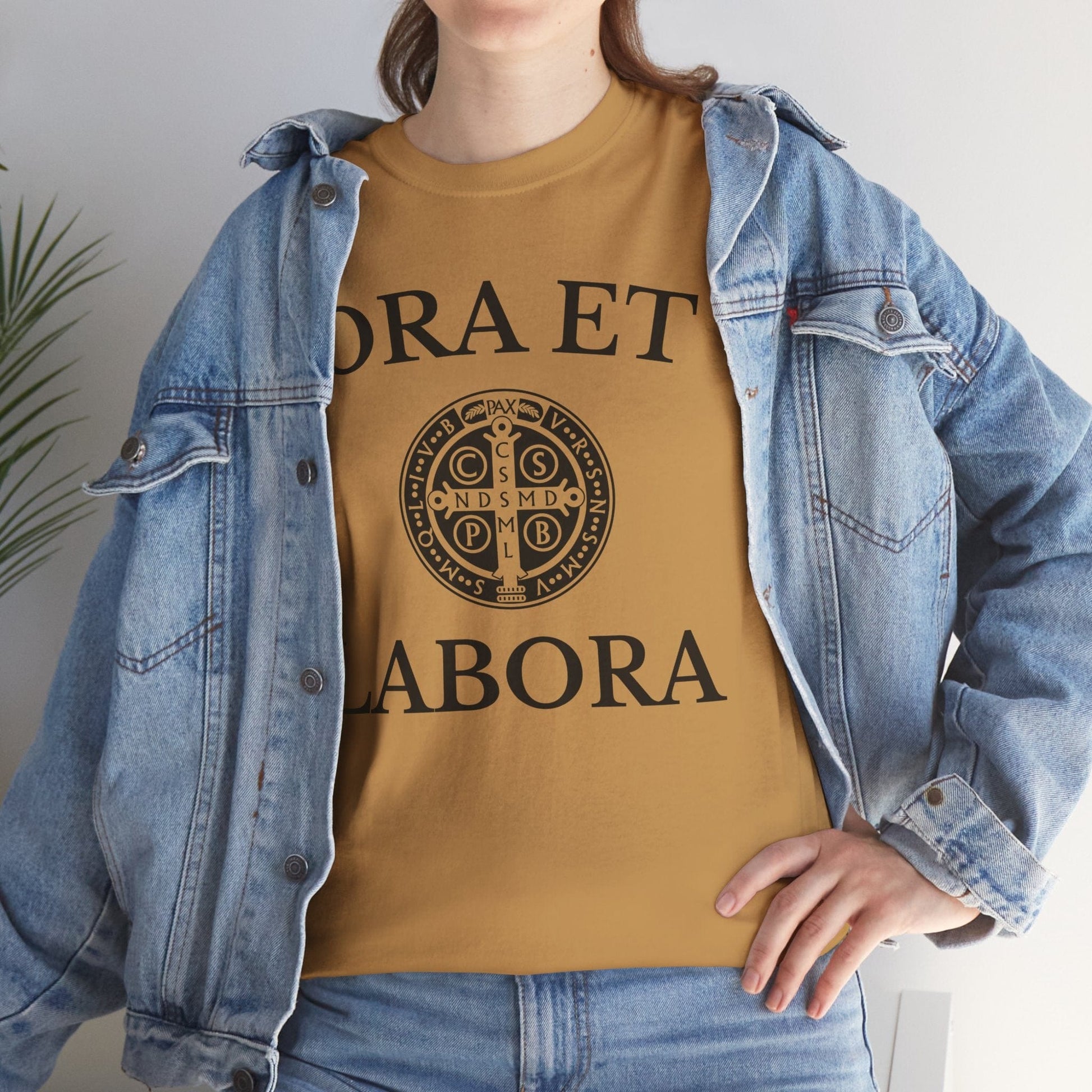 Printify T-Shirt Inspirational Unisex Heavy Cotton Tee - 'Ora et Labora' Message