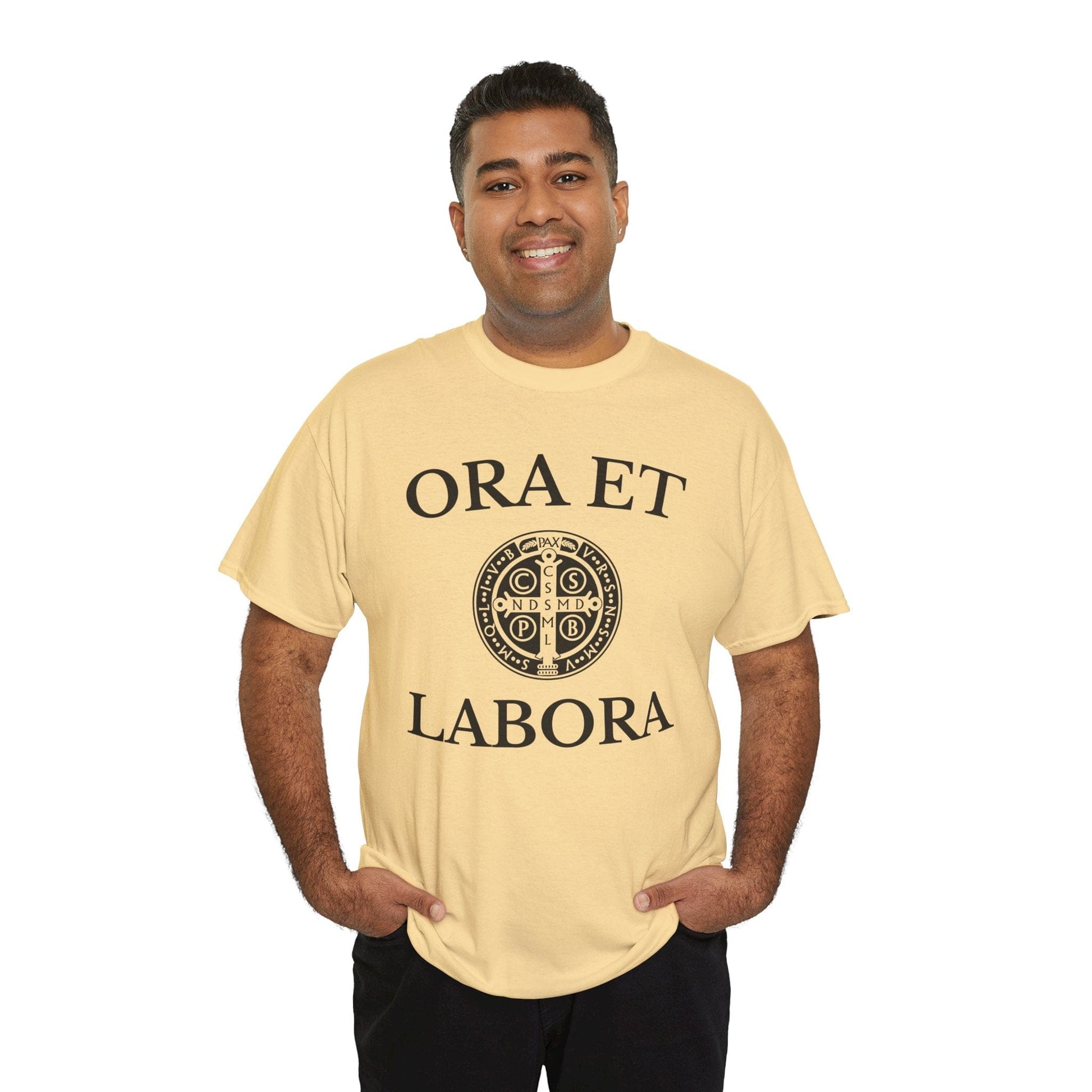Printify T-Shirt Inspirational Unisex Heavy Cotton Tee - 'Ora et Labora' Message
