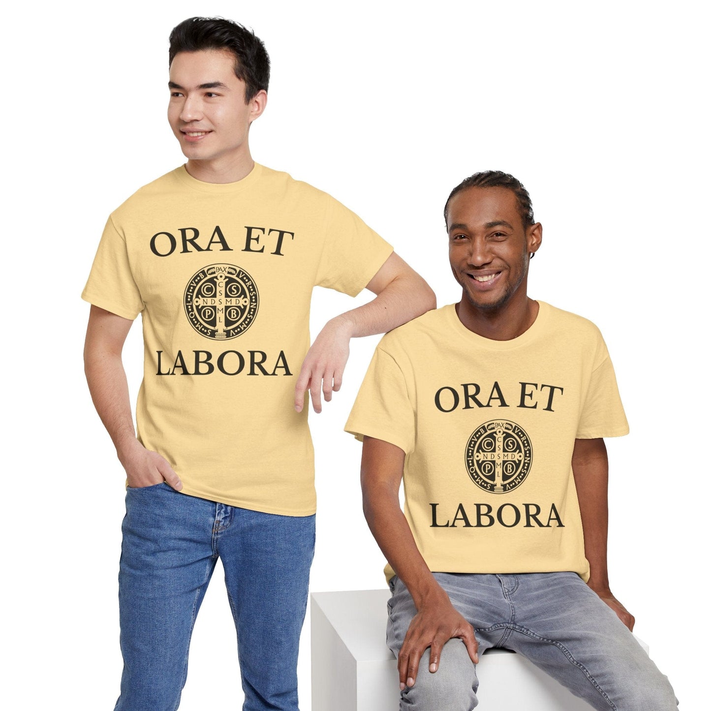 Printify T-Shirt Inspirational Unisex Heavy Cotton Tee - 'Ora et Labora' Message
