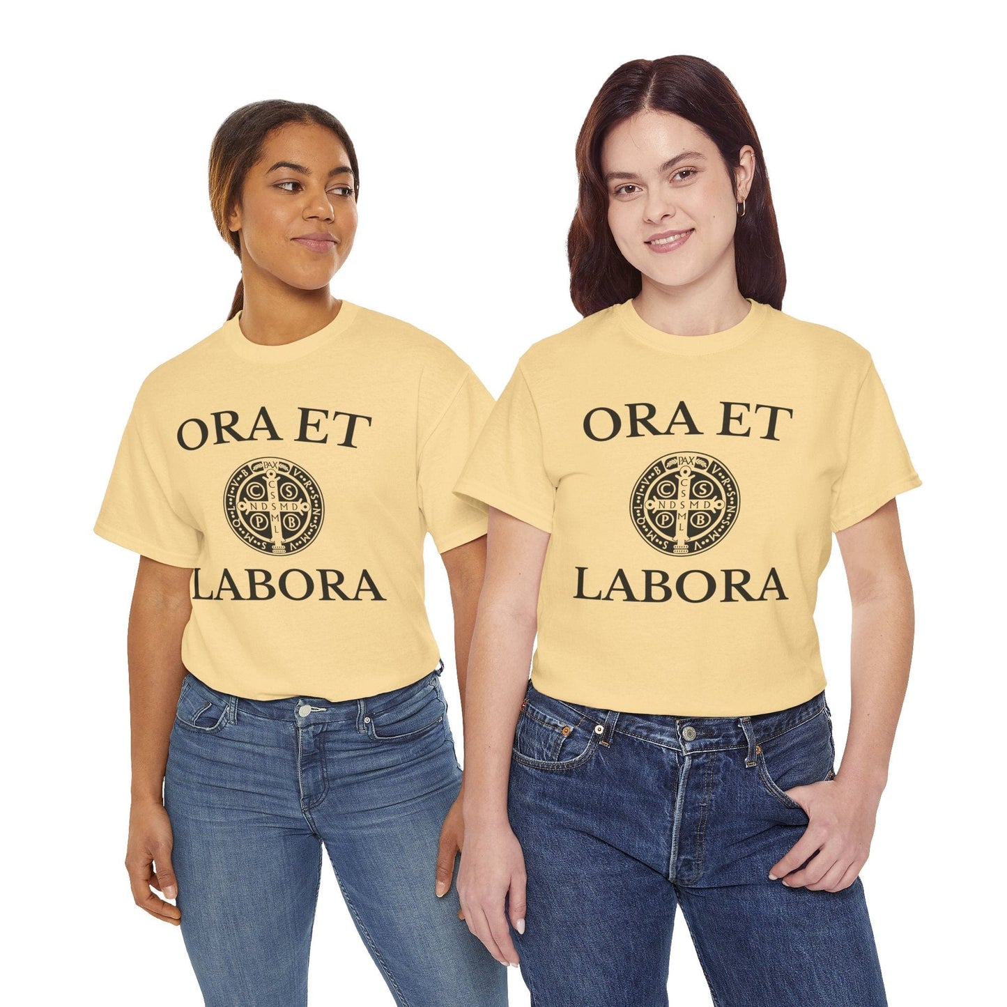 Printify T-Shirt Inspirational Unisex Heavy Cotton Tee - 'Ora et Labora' Message