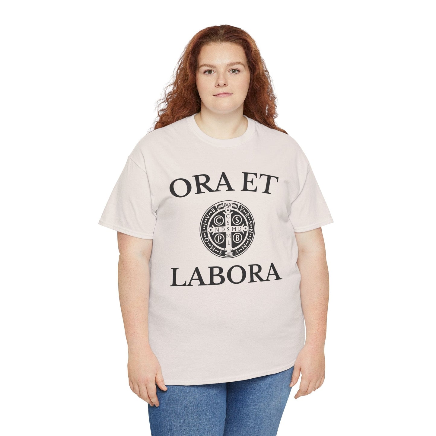 Printify T-Shirt Inspirational Unisex Heavy Cotton Tee - 'Ora et Labora' Message
